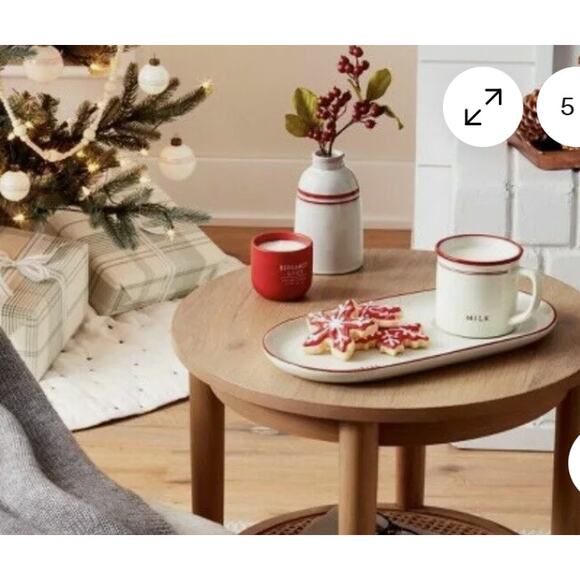 Hearth & Hand Magnolia Cookies & Milk Plate Set Stoneware Santa Christmas Cookie - Picture 2 of 7